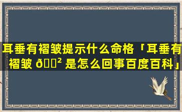 耳垂有褶皱提示什么命格「耳垂有褶皱 🌲 是怎么回事百度百科」